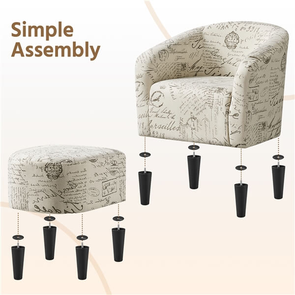 Yaheetech Modren Club Chair with Ottoman - Image 7