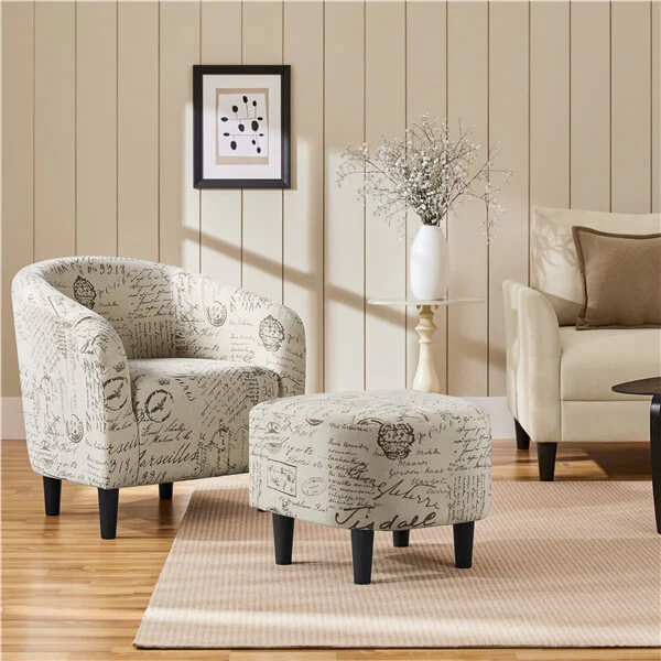 Yaheetech Modren Club Chair with Ottoman - Image 8