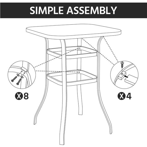 Yaheetech Patio Bar Table Tempered Glass - Image 11