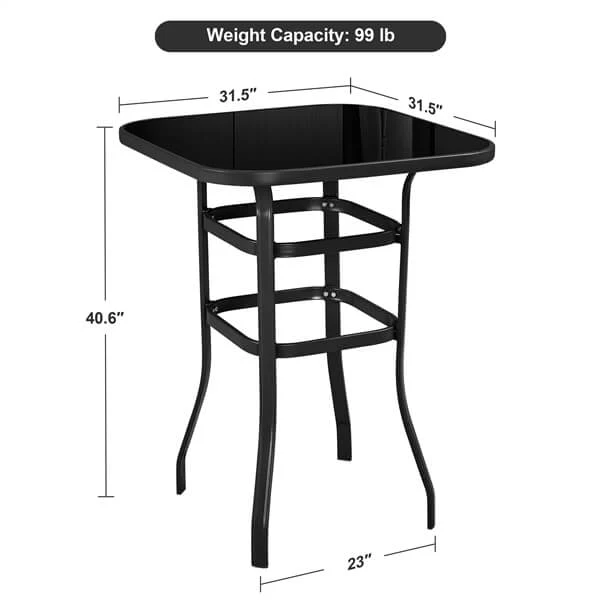 Yaheetech Patio Bar Table Tempered Glass - Image 4