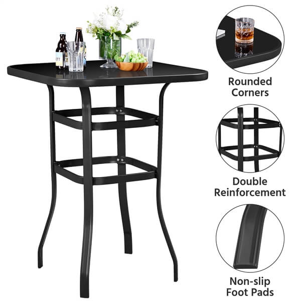 Yaheetech Patio Bar Table Tempered Glass - Image 9