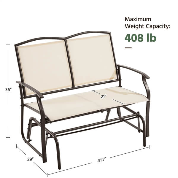 Yaheetech Outdoor Glider 2-Person Outdoor Glider Bench - Image 3