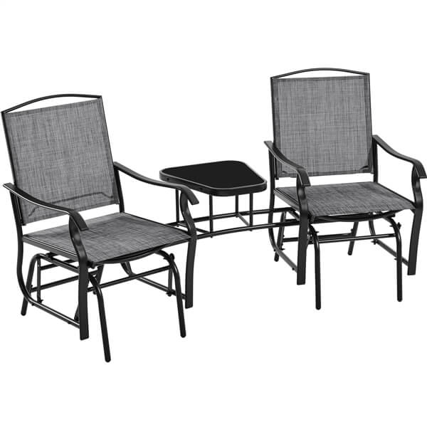 Yaheetech Outdoor Glider Chairs with Glass Table Rocking Chairs - Image 4