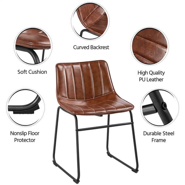 Yaheetech Outdoor Kitchen Dining Room Chairs with Metal Legs Set of 4 - Image 4