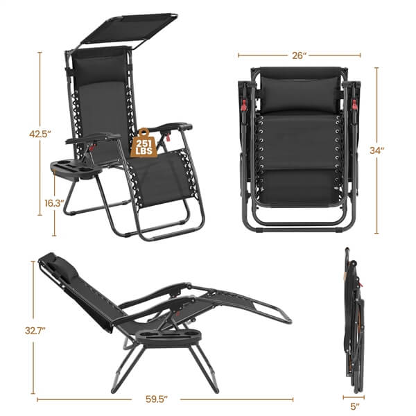 Yaheetech Outdoor Zero Gravity Chair - Image 3
