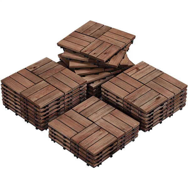 Yaheetech Pack of 27 Fir Wood Flooring Tiles - Image 3