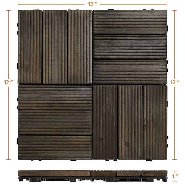 Yaheetech Pack of 27 Fir Wood Flooring Tiles - Image 5