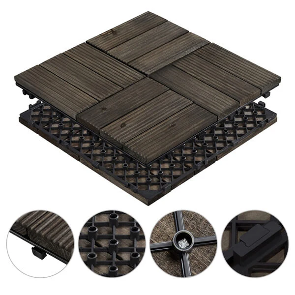Yaheetech Pack of 27 Fir Wood Flooring Tiles - Image 7
