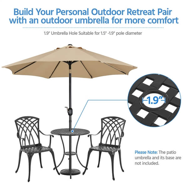 Yaheetech Patio Bistro Set 3-Piece Outdoor Cast Aluminum Table and Chairs Set - Image 4