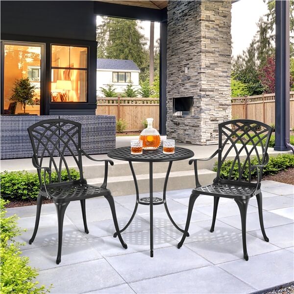 Yaheetech Patio Bistro Set 3-Piece Outdoor Cast Aluminum Table and Chairs Set - Image 6