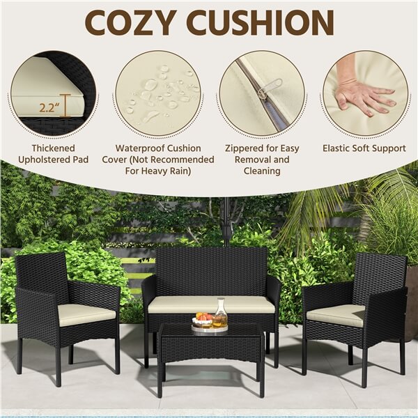 Yaheetech Patio Furniture Set 4 Pieces Conversation Sets - Image 11
