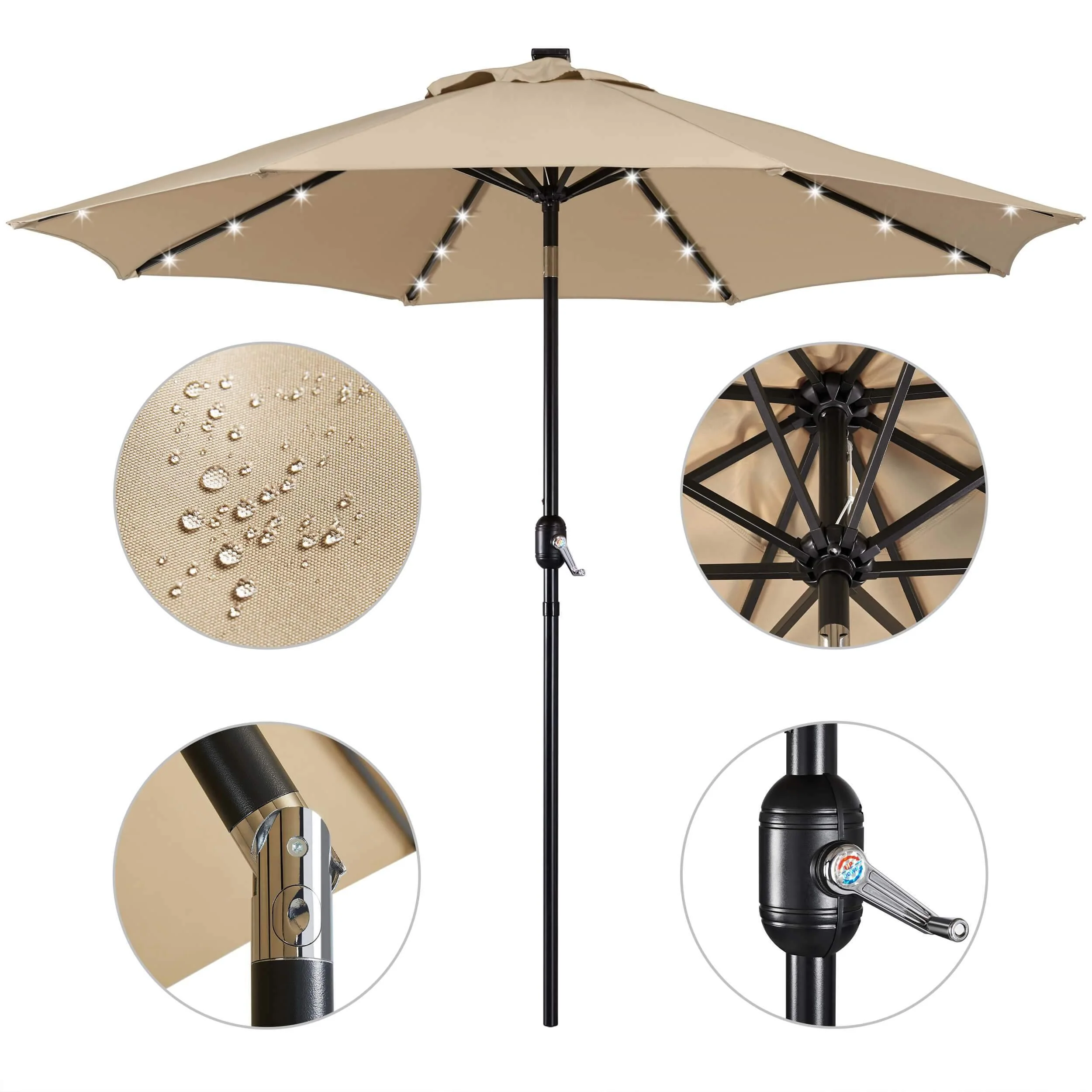 Yaheetech 9FT Solar Powered Patio Umbrella - Image 14