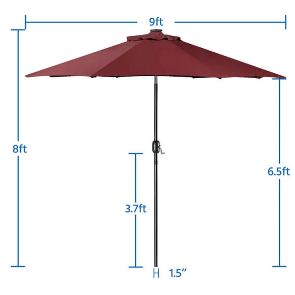 Yaheetech 9FT Solar Powered Patio Umbrella - Image 3