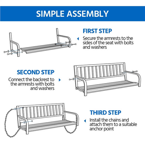 Yaheetech Porch Swing Hanging Bench - Image 4