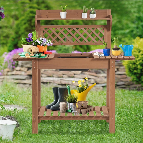 Yaheetech Potting Bench Table Removable Sink/Storage Shelf - Image 9