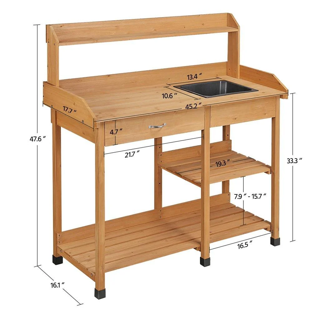Yaheetech Potting Bench Table with Sink - Image 3