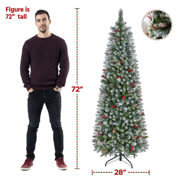 Yaheetech Pre-lit Artificial Pencil Christmas Tree - Image 3
