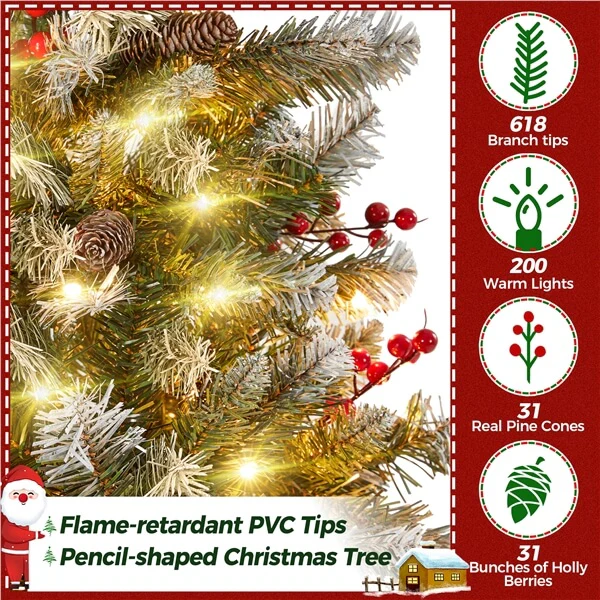 Yaheetech Pre-lit Artificial Pencil Christmas Tree - Image 7
