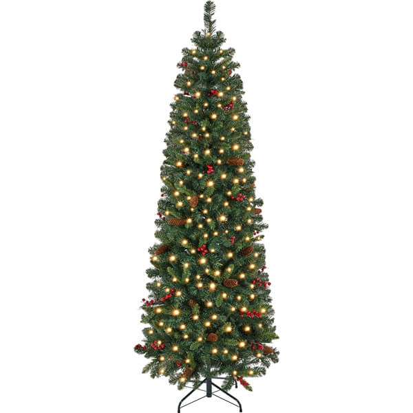 Yaheetech Pre-lit Pencil Christmas Tree with Pinecones - Image 2