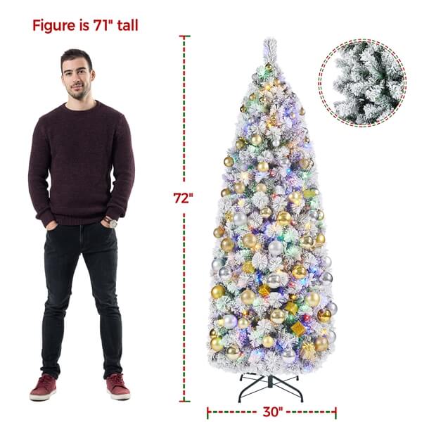 Yaheetech Pre-lit Snow Flocked Christmas Tree - Image 3
