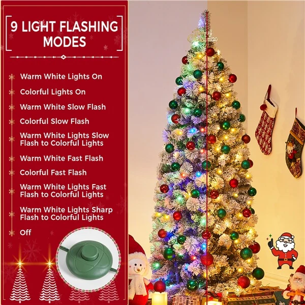 Yaheetech Pre-lit Snow Flocked Christmas Tree - Image 6