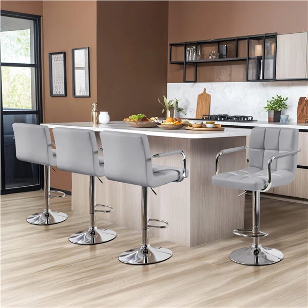 Yaheetech PU Leather Adjustable Swivel Barstools - Image 16