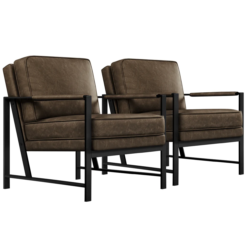 Yaheetech Set of 2 PU Leather Armchairs - Image 4
