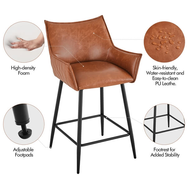 Yaheetech PU Leather Bar Stools Set of 6 - Image 4