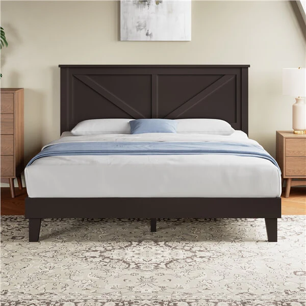 Yaheetech Queen Farmhouse Wood Bed Platform - Image 5
