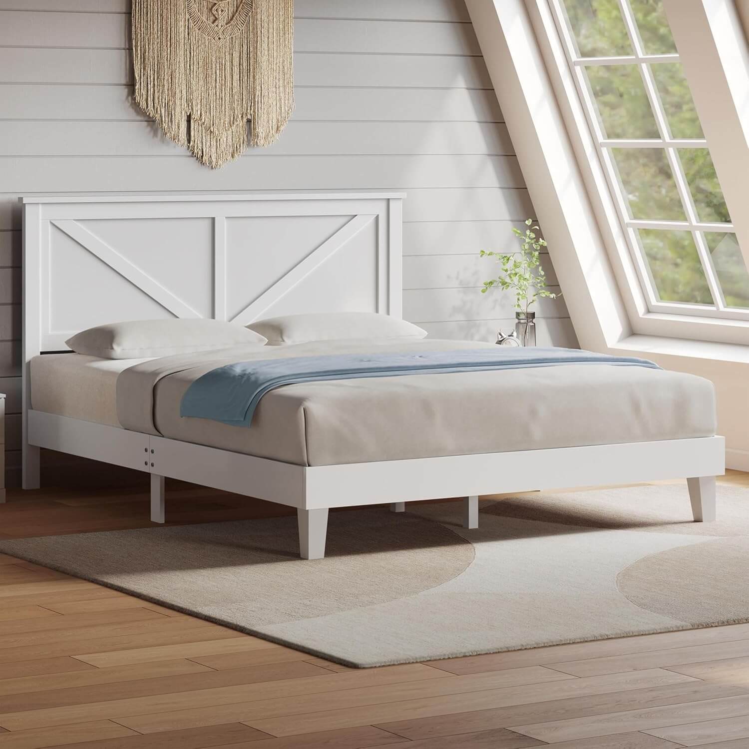 Yaheetech Queen Farmhouse Wood Bed Platform - Image 6