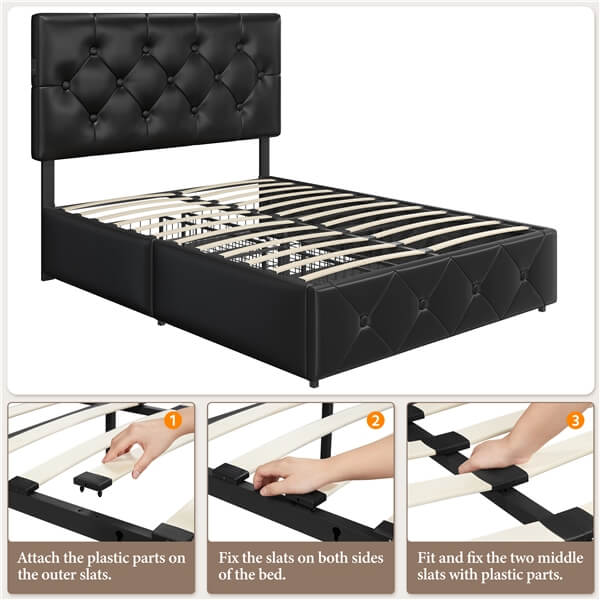 Yaheetech Upholstered Bed Frame with 2 USB Charging Stations - Image 10