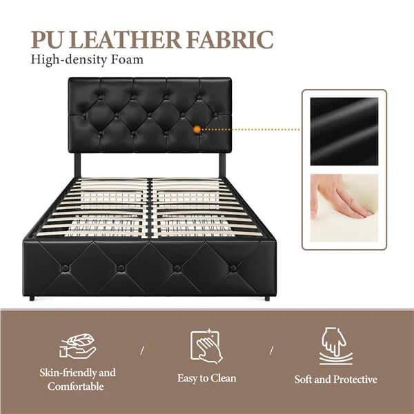 Yaheetech Upholstered Bed Frame with 2 USB Charging Stations - Image 11