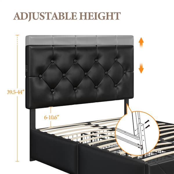 Yaheetech Upholstered Bed Frame with 2 USB Charging Stations - Image 6