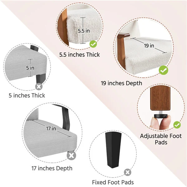 Yaheetech Fabric Accent Chair - Image 4