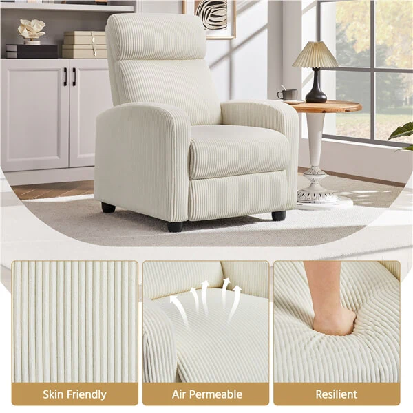 Yaheetech Recliner Chair Corduroy Recliner Sofa - Image 4