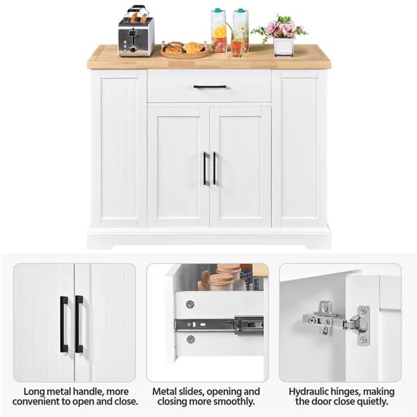 Yaheetech Rolling Kitchen Island Cart with 3 Drawers - Image 7