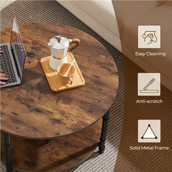 Yaheetech Round Coffee Table with Storage Shelf - Image 5