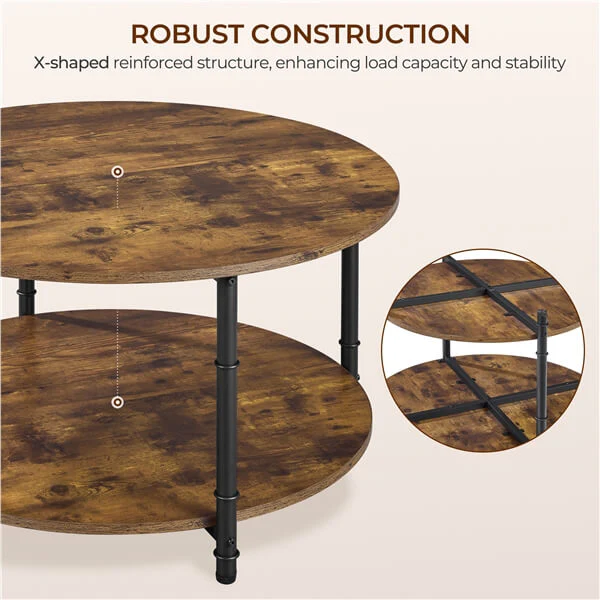 Yaheetech Round Coffee Table with Storage Shelf - Image 6