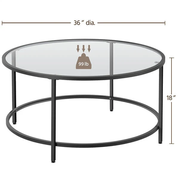 Yaheetech Round Glass-Top Coffee Table - Image 3