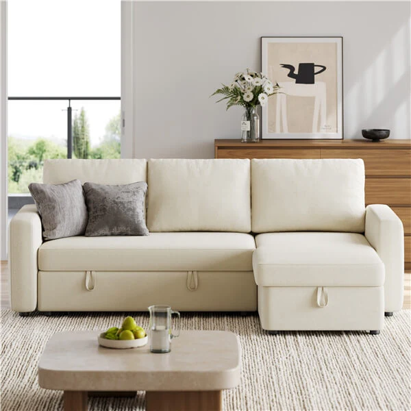 Yaheetech Sectional Sofa L-Shaped Sofa Couch Bed - Image 6