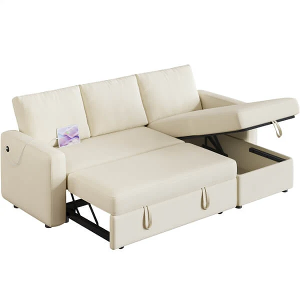 Yaheetech Sectional Sofa L-Shaped Sofa Couch Bed - Image 3