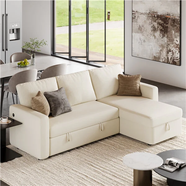 Yaheetech Sectional Sofa L-Shaped Sofa Couch Bed - Image 4