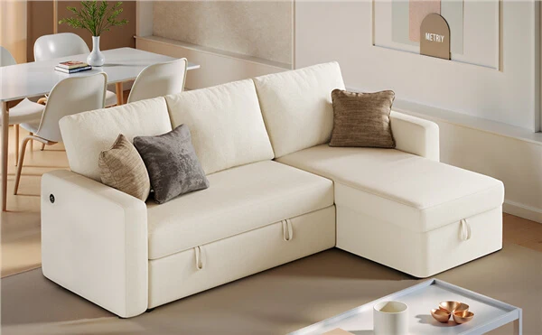 Yaheetech Sectional Sofa L-Shaped Sofa Couch Bed - Image 5