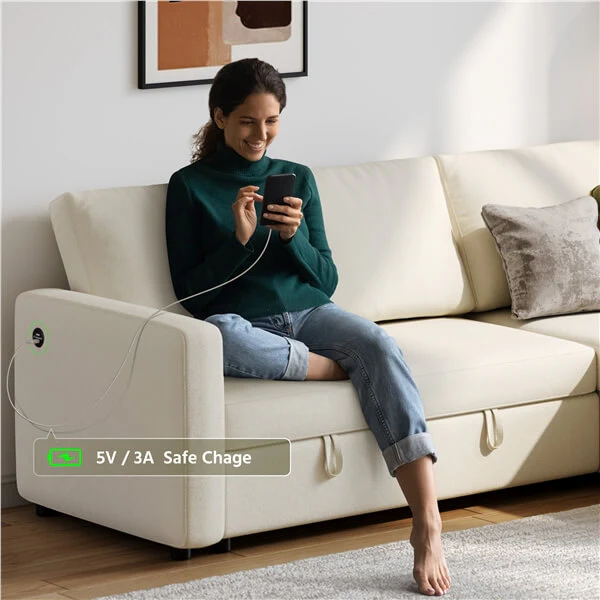 Yaheetech Sectional Sofa L-Shaped Sofa Couch Bed - Image 8