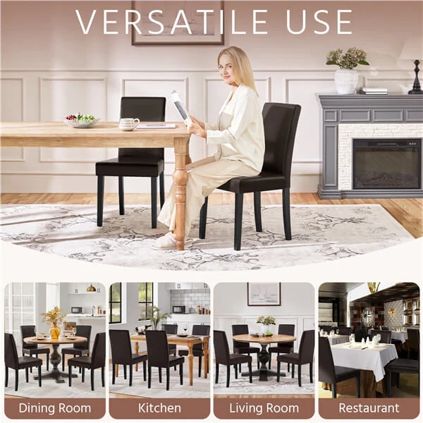 Yaheetech Dining Chairs Set of 6 Faux Leather - Image 8