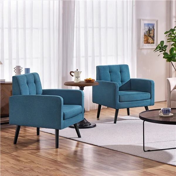 Yaheetech Set of 2 Mid Century Modern Fabric Arm Chair - Image 10