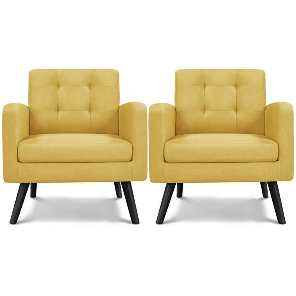 Yaheetech Set of 2 Mid Century Modern Fabric Arm Chair - Image 14