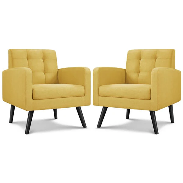 Yaheetech Set of 2 Mid Century Modern Fabric Arm Chair - Image 15