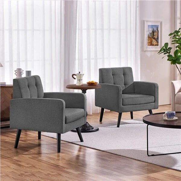 Yaheetech Set of 2 Mid Century Modern Fabric Arm Chair - Image 3