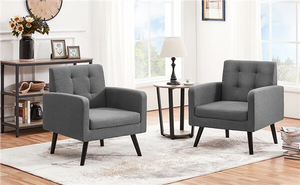 Yaheetech Set of 2 Mid Century Modern Fabric Arm Chair - Image 4